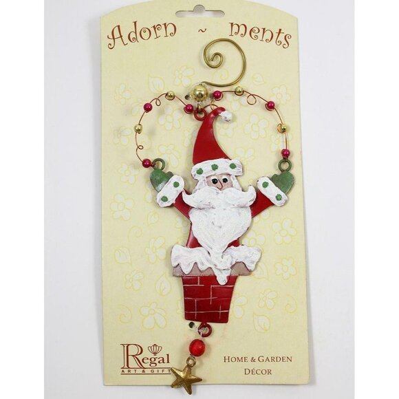 Regal Art & Gift Santa Chimney Adornment Hand Painted Metal Ornament F188 2006 - Picture 1 of 2